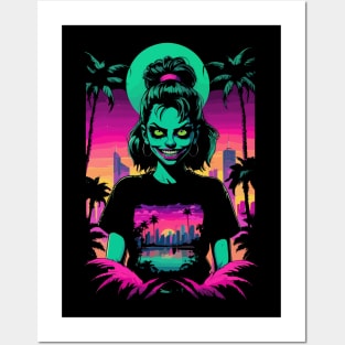 Zombie Synthwave Girl Posters and Art